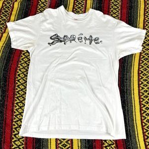 Supreme liquid logo white tee large